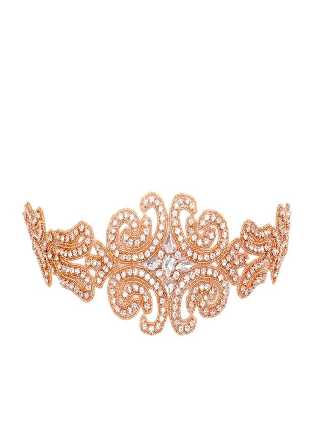 Pardecor Rhinestone Applique for Women Wedding Bridal Sash Belt Dress Belt Sashes For Wedding Dress Crystal (039 Rose Gold) - Image 1